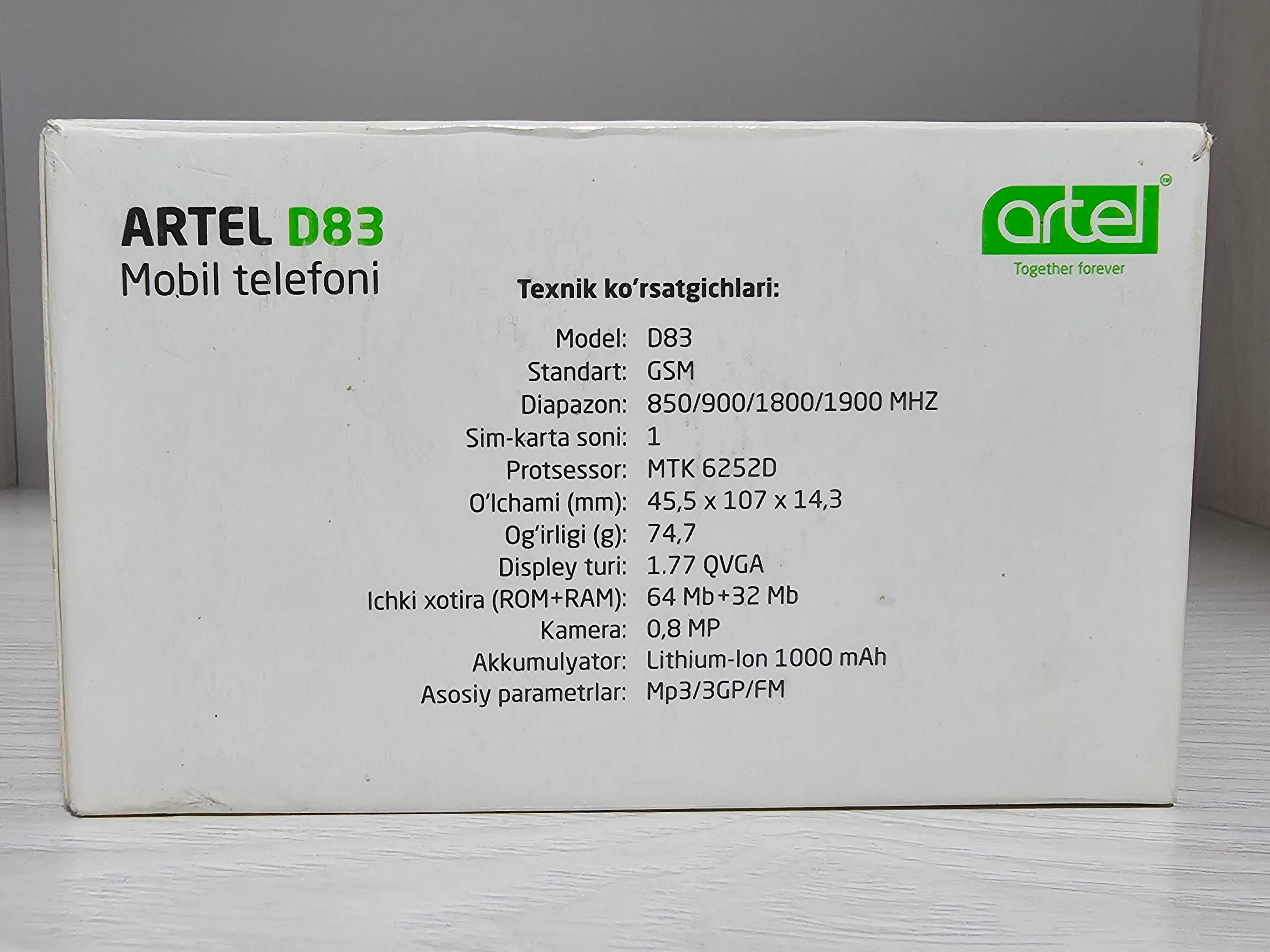 Кнопочный телефон Artel D83 (без аккумулятора)