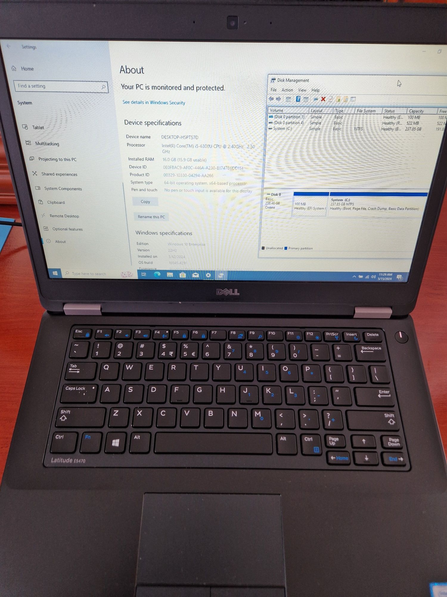 Laptop Dell Latitude E 5470 , I5 6300U, 14", 16 GB RAM SSD