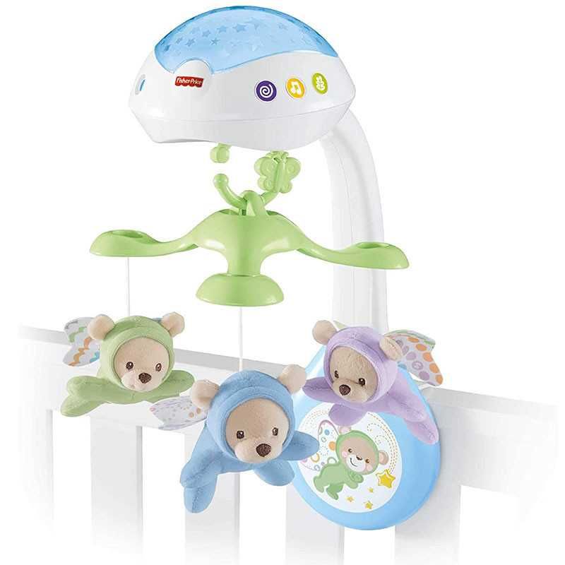 Плюшено мече 50 см., Fisher Price Музикална въртележка - проектор 3 в1