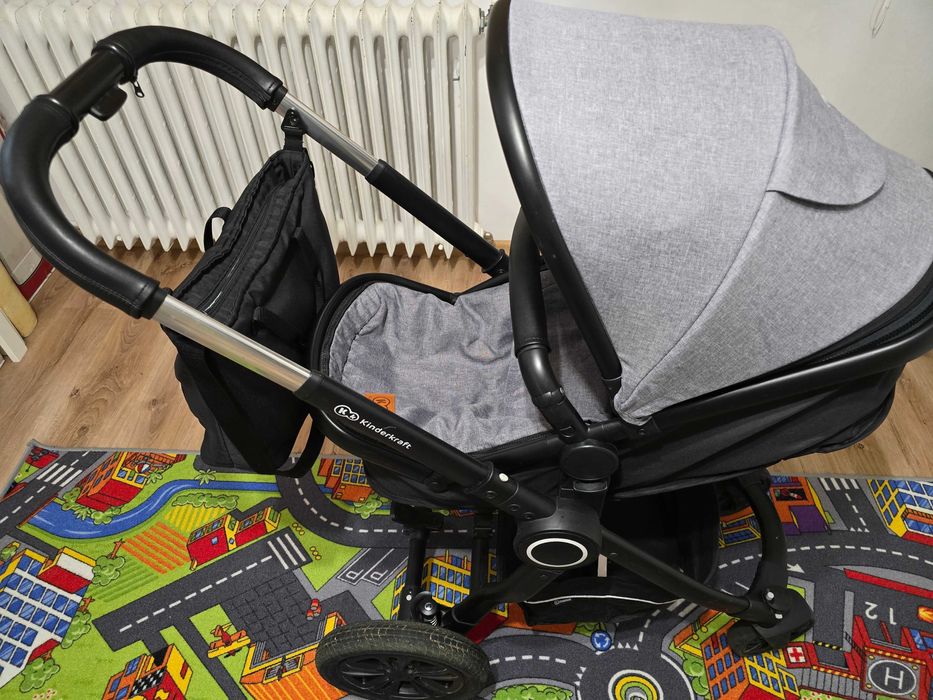 Carucior multipozitii Kinderkraft Veo 2 in 1, Negru / Gri