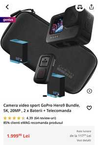 Vand set Go Pro Hero 9 Bundle, garantie