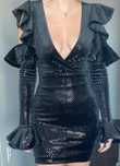Rochie neagra eleganta din catifea cu paiete negre