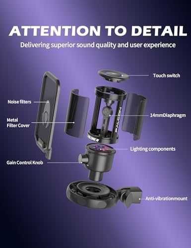 Професионален микрофон за подкасти и YouTube с RGB светлини поп филтър