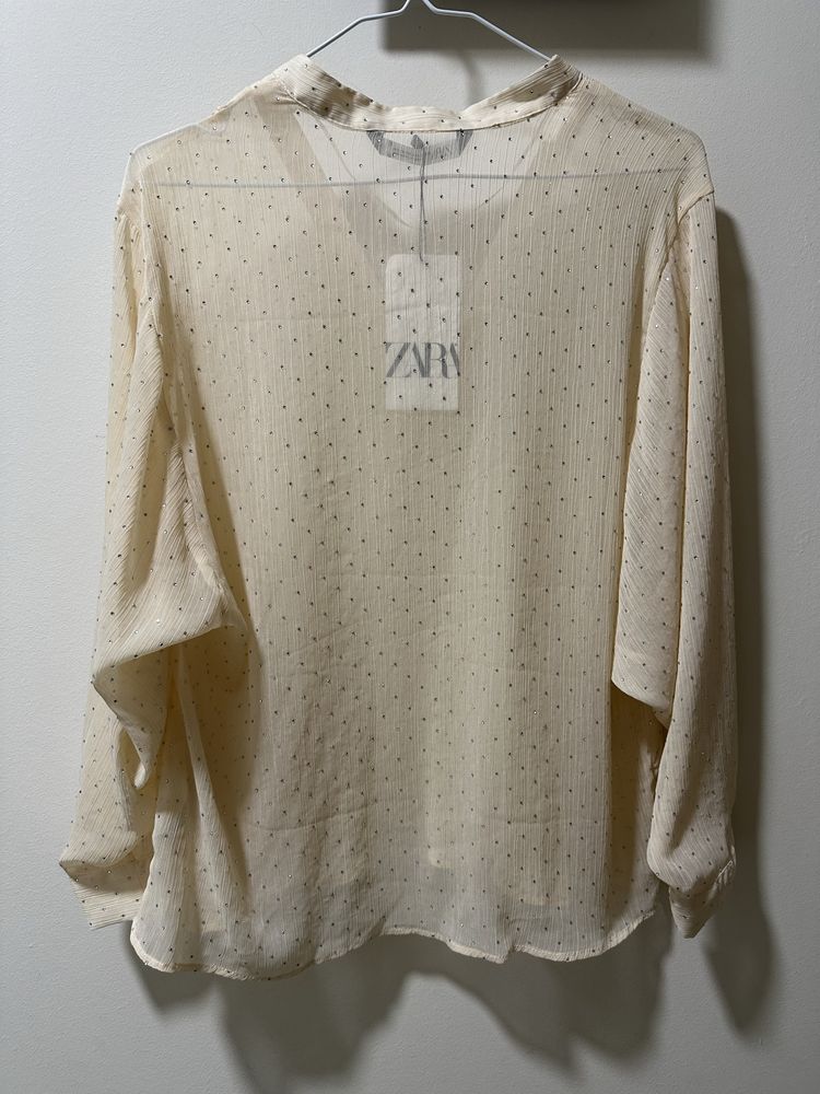 Чисто нова!! Дамска риза Zara с камъни, с дантела