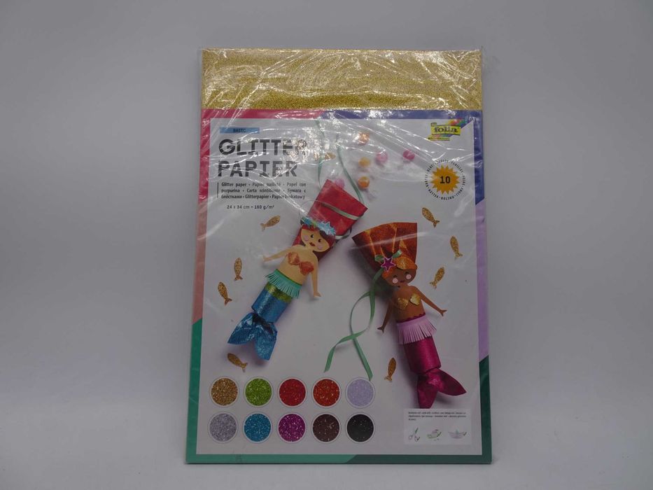 880409 - Hârtie cu sclipici (pachet de 10, 9,4 x 13,4 in), colorată