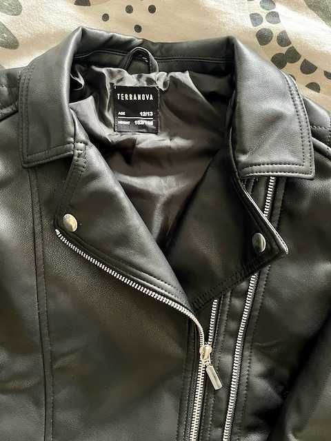 Ново черно кожено яке - 12-13 г., 152-158 см.