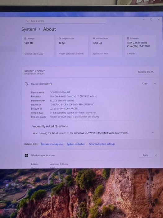 PC Gaming Intel i7-13700F 2.1Ghz 32gb DDR4, RTX 4070Ti 12 Gb GDDR6X