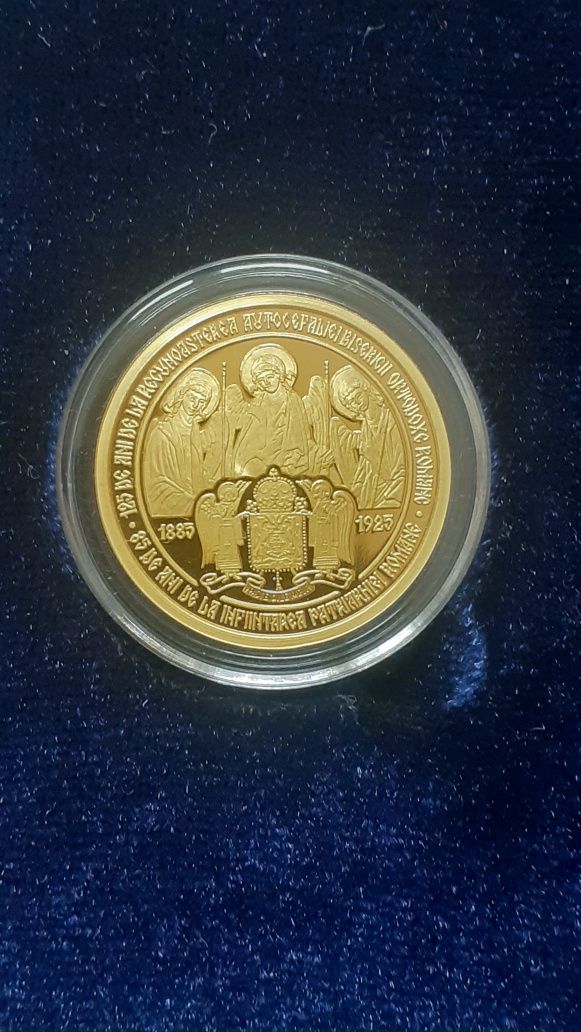 Moneda aur 125 ani Autocefalia Bis. Ortodoxe Române, 85 ani Patriarhie