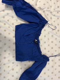 Блуза къса синя Зара