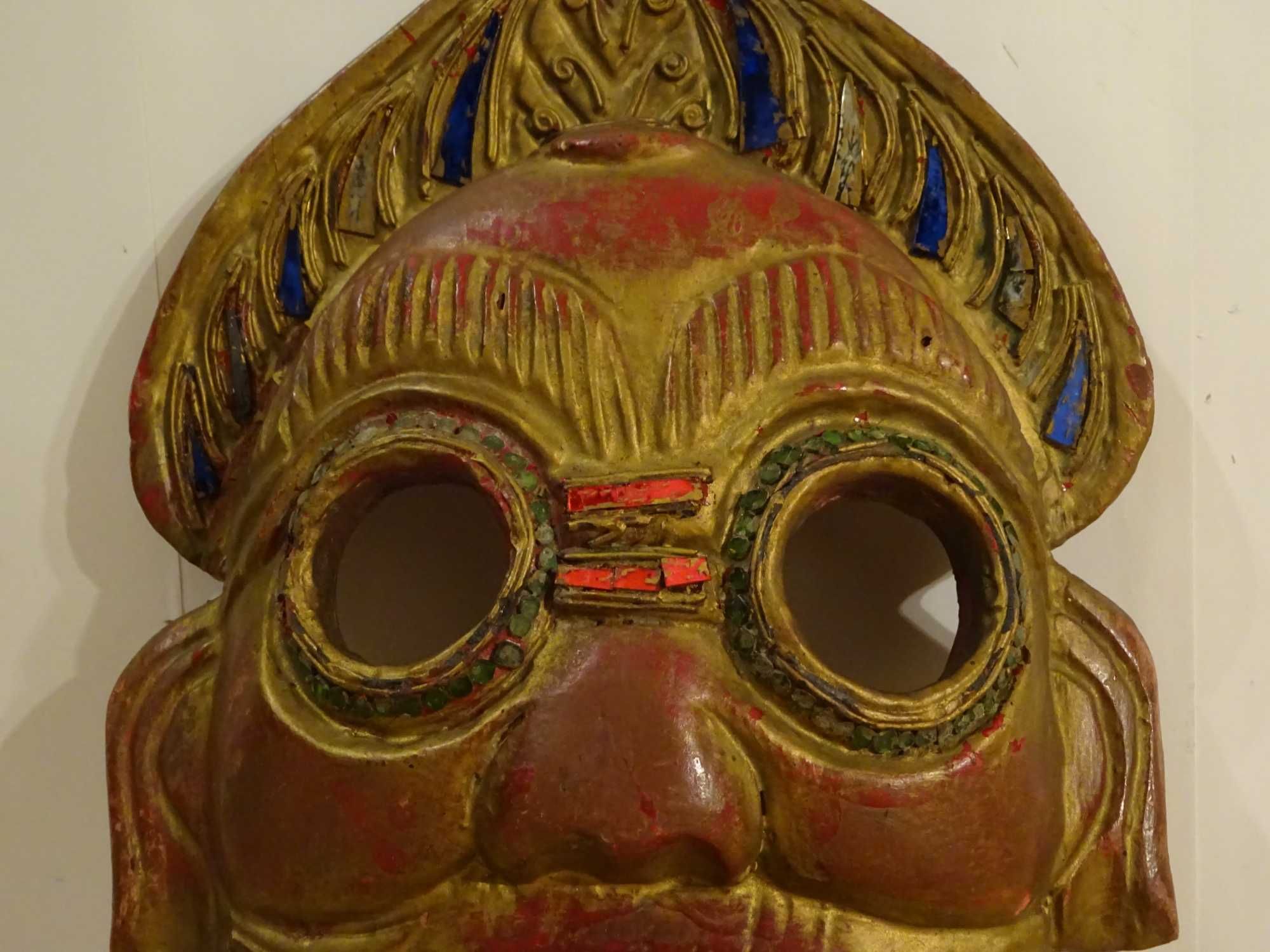 Masca tibetana veche Bhairava/Mahākāla |lemn sculptat| Nepal