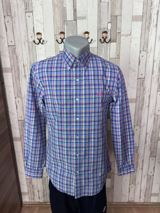 T-Shirt cămașă mânecă lungă carouri Ralph Lauren slim fit bumbac