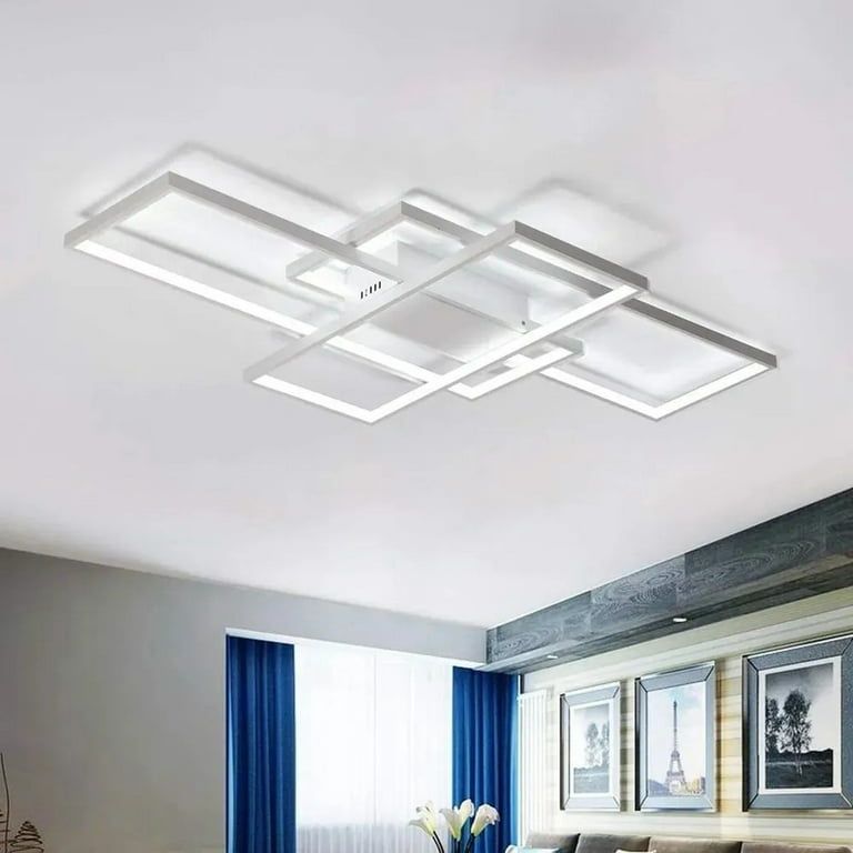 Голяма бяла LED лампа за таван 140W "бели правоъгълници" 140×78×8см