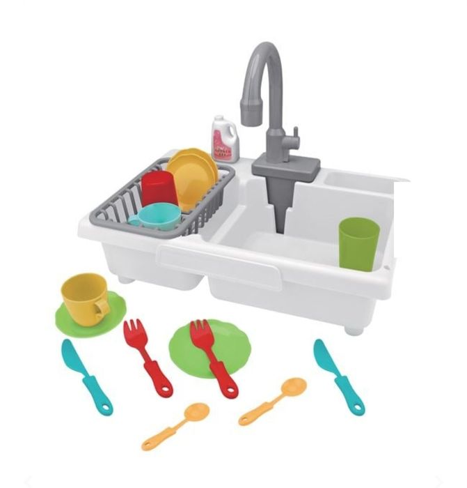 Детска мивка с течаща вода, прибори, 36×11×24.5 см, 3+ години