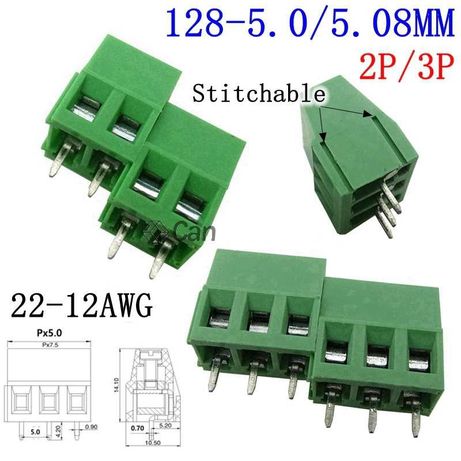 Bloc terminal pentru PCB 2/3 pini 5.0 mm 10A