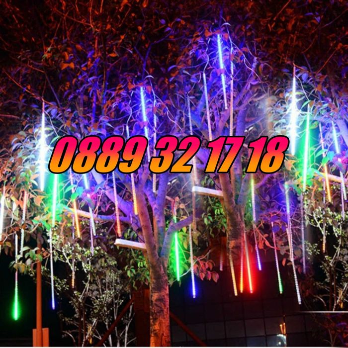 Коледни висулки падащ сняг 50 см , многоцветна, к-т от 8 тръби