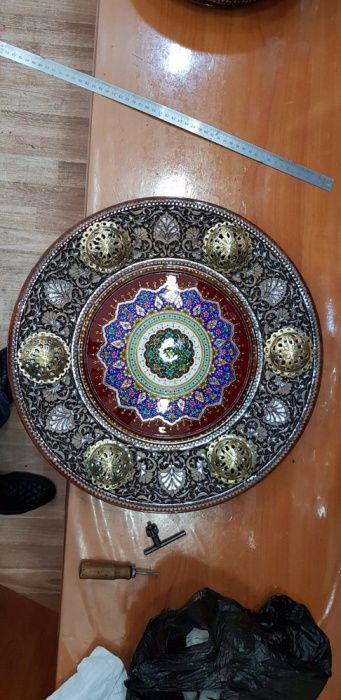 Lagan (тарелка) 43 диаметр из ореха 100% руная работа шедевр искусство