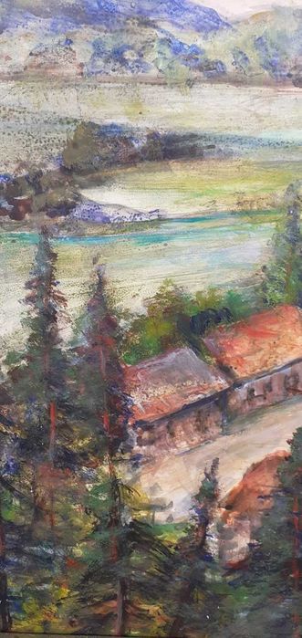 Tablou vechi - peisaj montan - semnat Darascu