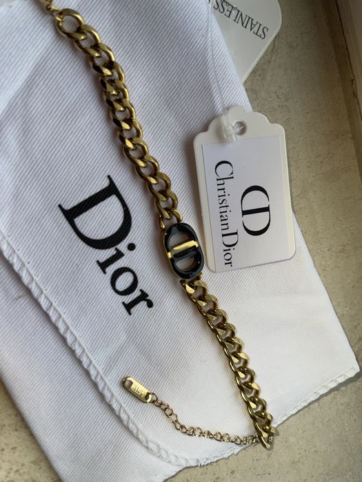 Christian Dior гривна златна черна бяла кристиан диор бижу златиста