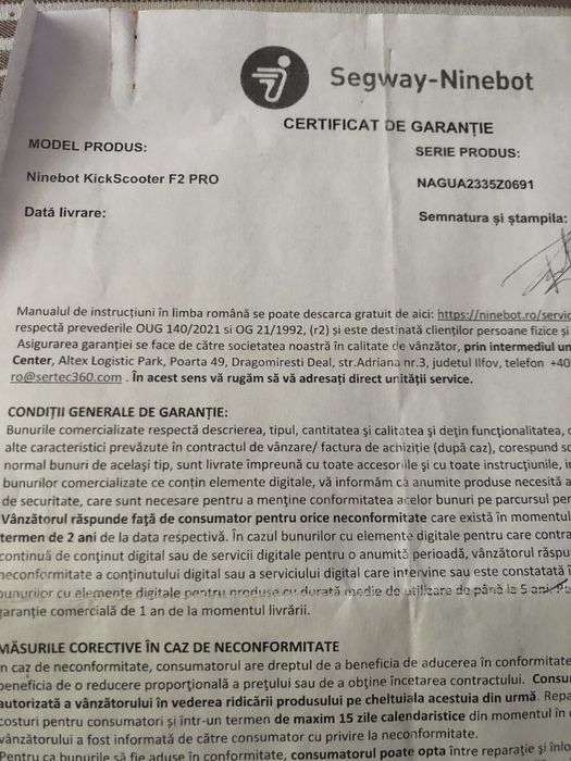 Vand Trotineta electrica Segway-Ninebot F2 Pro  in garantie