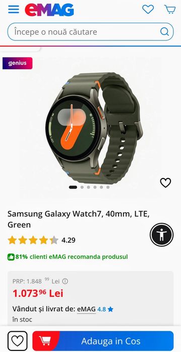 SAMSUNG Galaxy Watch 7 LTE 40mm Green nou la cutie !