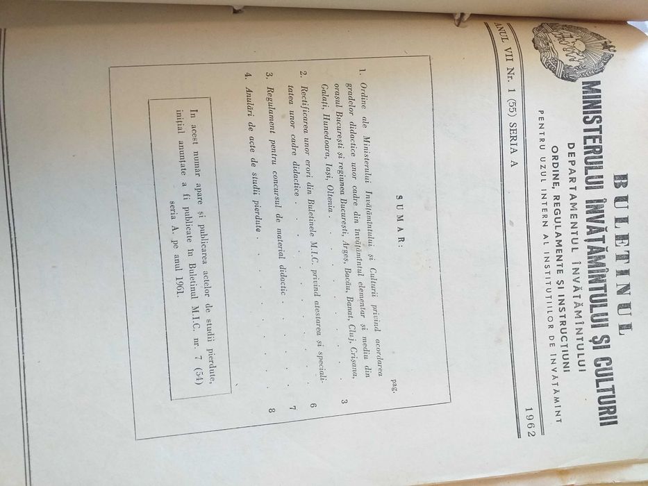 22 Buletine Oficiale Ministerului Invățământ. Rep.Soc Rom.vechi 70 ani