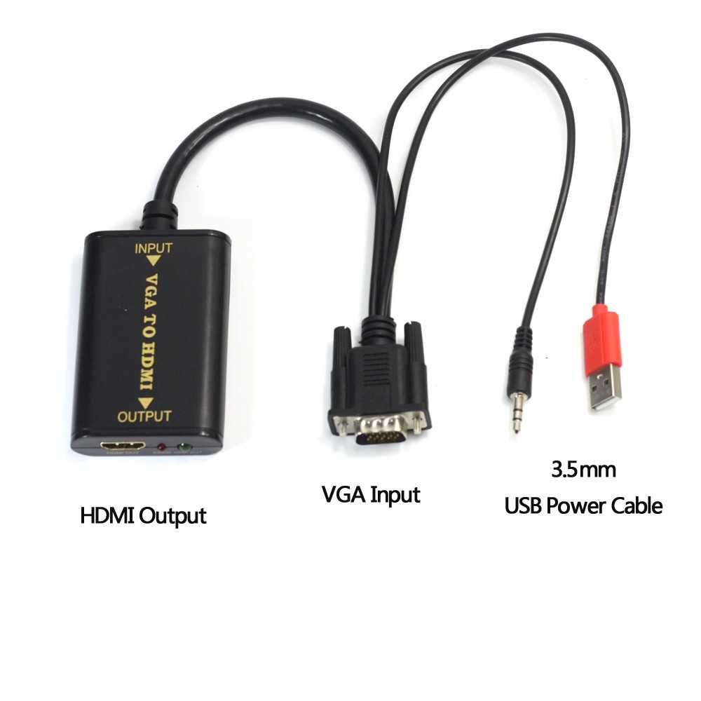 Cablu convertor VGA la HDMI cu audio si alimentare (laptop / pc la TV)