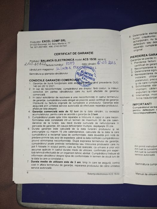 Cântar nou în cutie originală