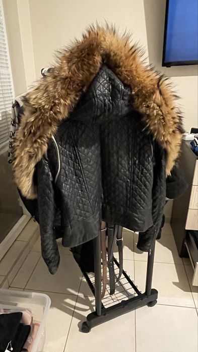 Дамско яке естествена кожа и косъм от лисица