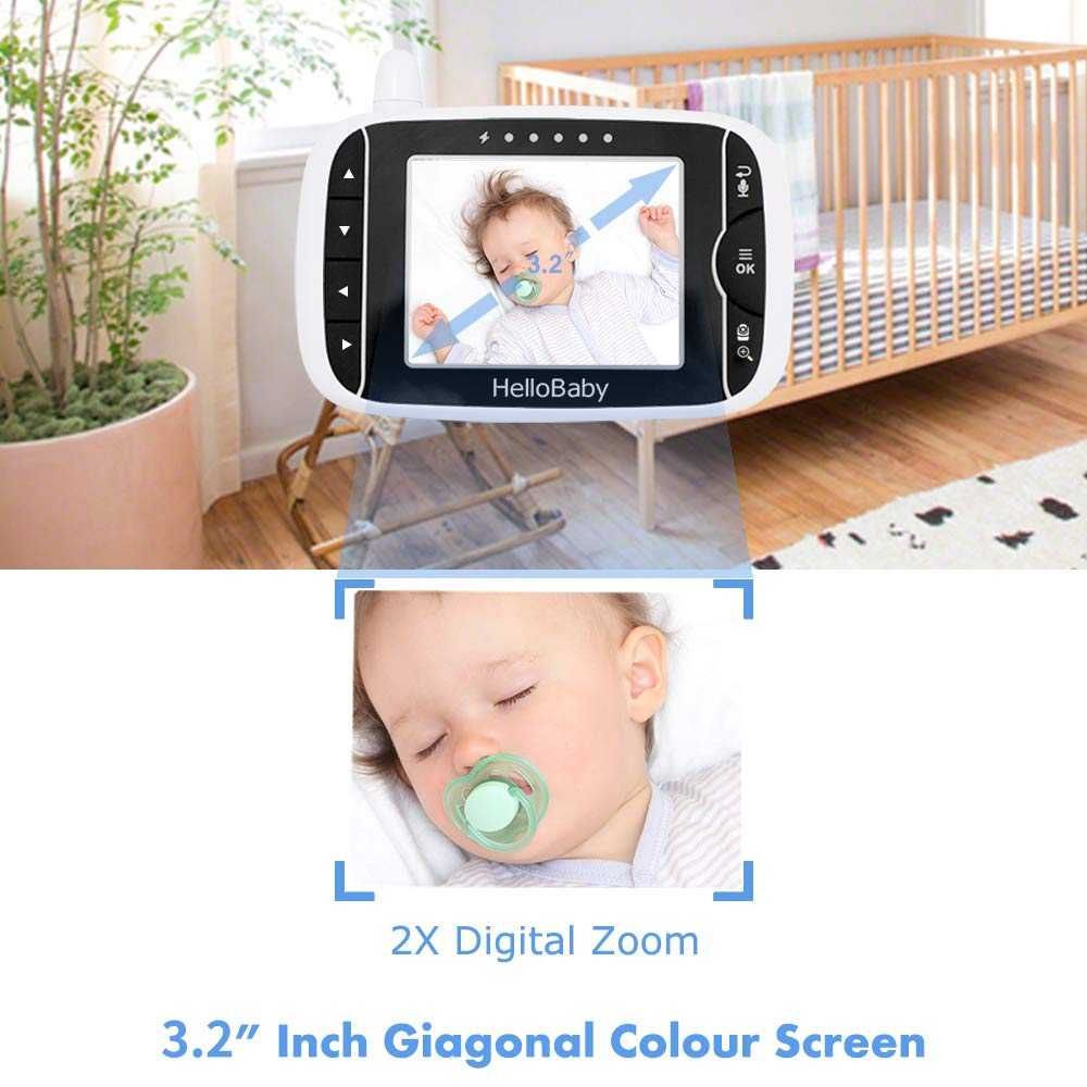 Видео бебефон  с дистанционна камера и 8 приспивни песни HelloBaby