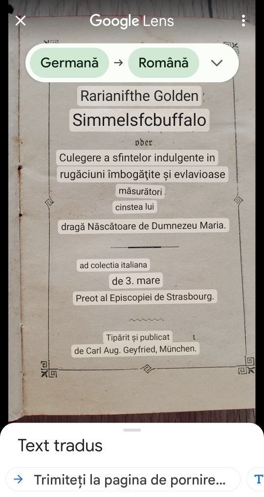 Carte veche de rugaciuni în limba germană