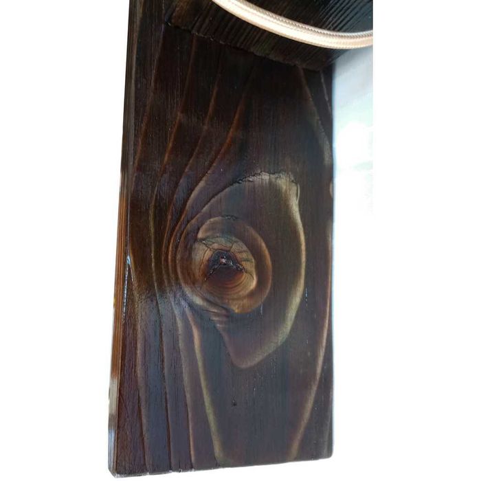 Lampa de perete din lemn ars – design rustic-industrial, handmade