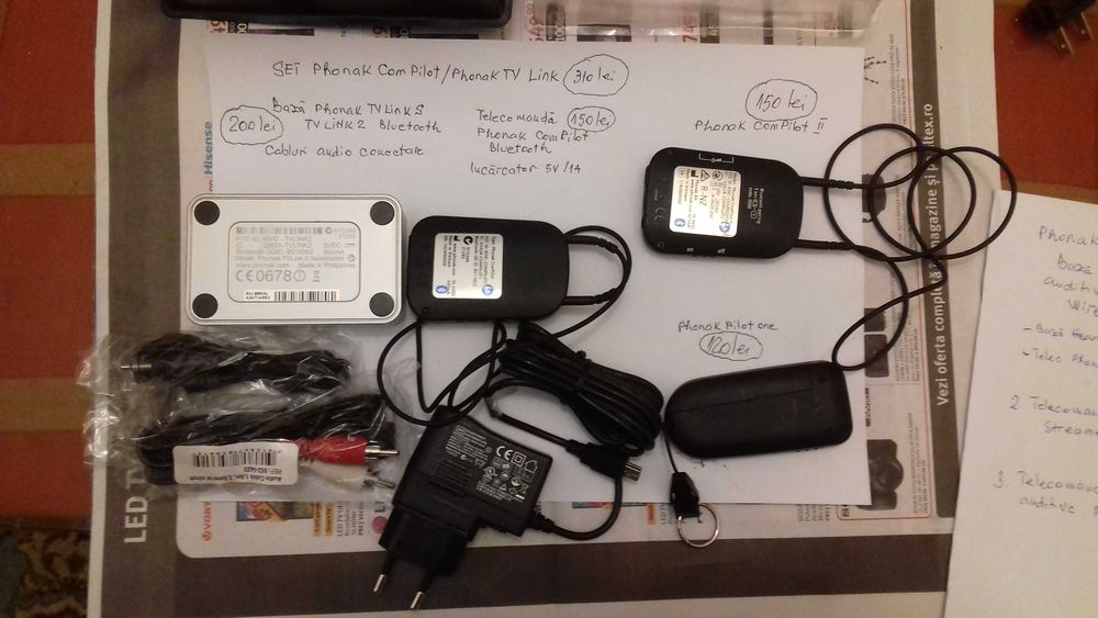 Set   Phonak Com Pilot / Phonak TV Link 2  Bluetooth QDID -nou