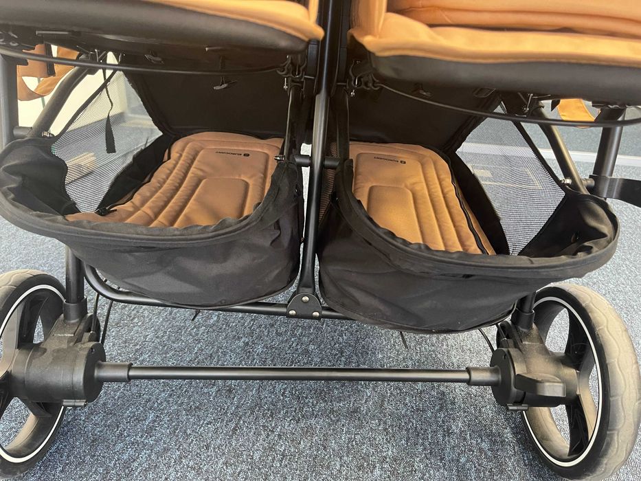 Carucior de gemeni 2 in 1 cu landouri EURO CART DOBLO, 0 luni+, Camel