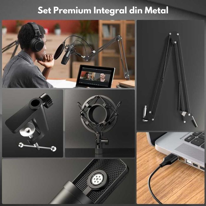 Microfon Profesional de Studio Condenser, Stand si Accesorii incluse