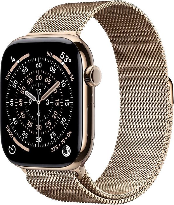 Apple watch 11 46mm. Gold Titanium Case with Gold Milanese Loop