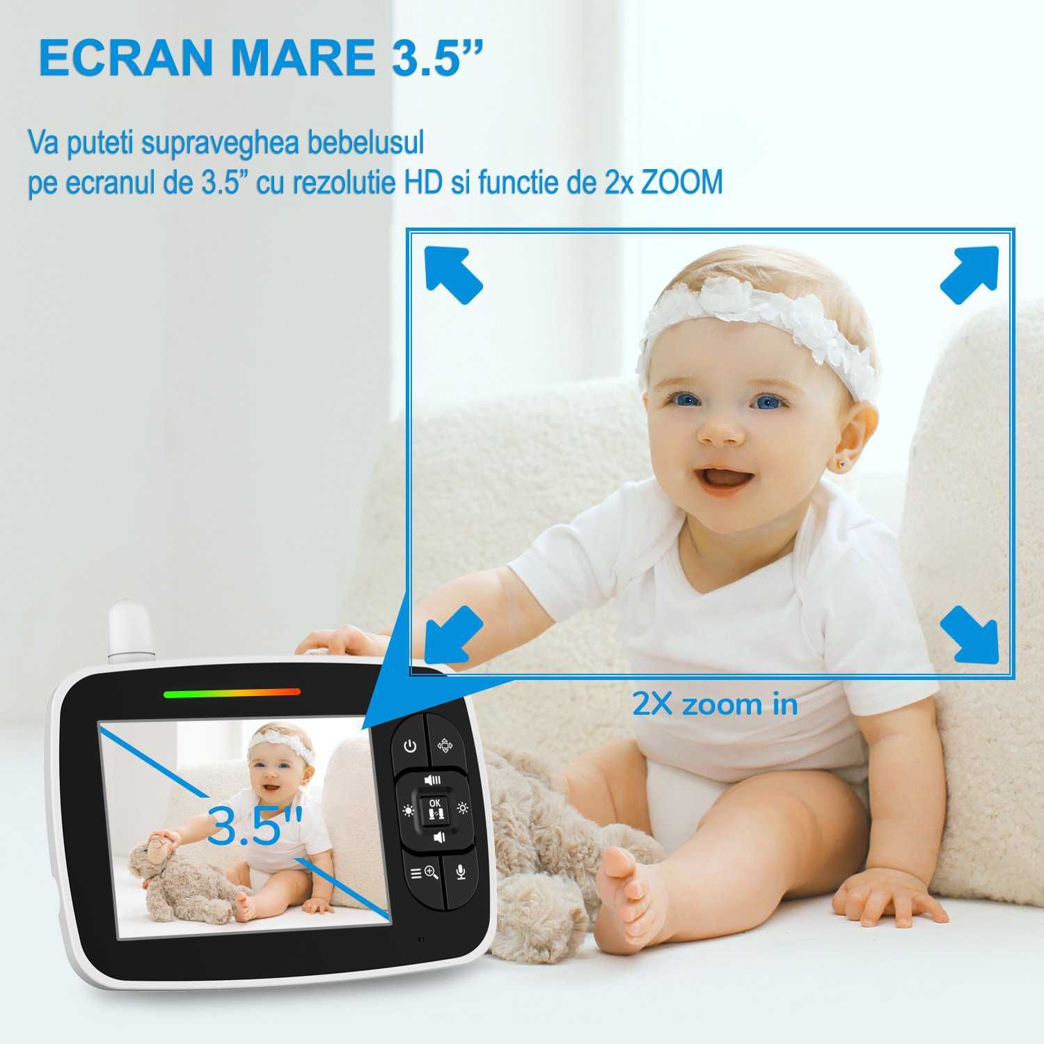 Baby Monitor si Camera Audio-Video Wireless Supraveghere Bebe,3.5 Inch