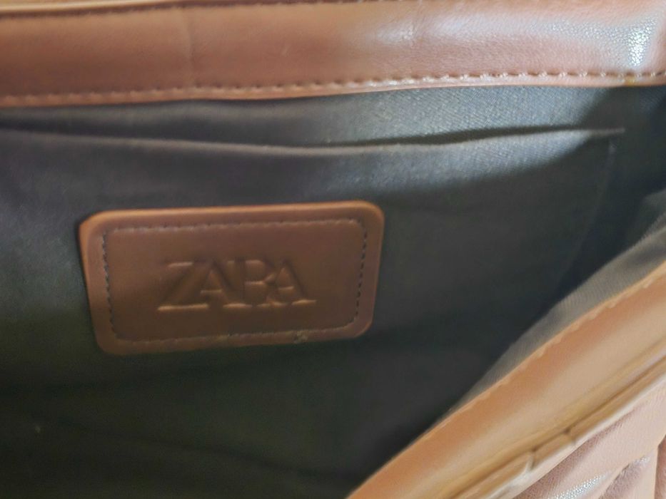 Zara кафява страхотна дамска чанта