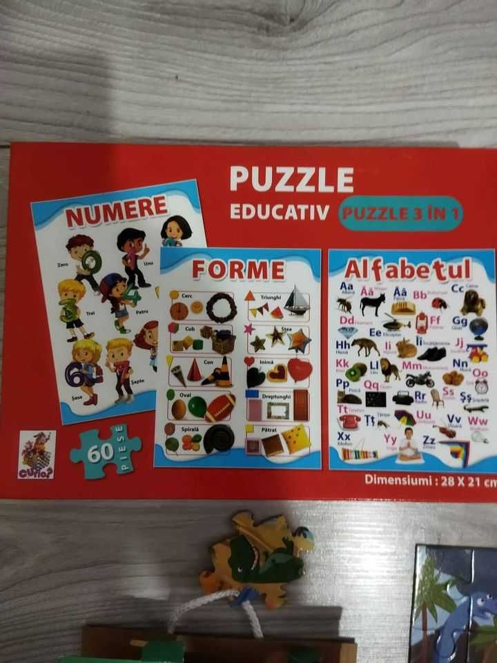 8 puzzle uri dinozauri animale alfabet litere cuvinte numere forme