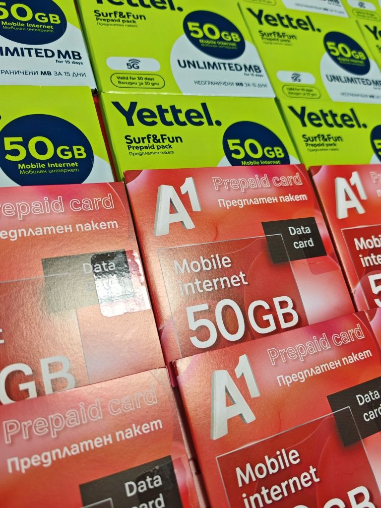 50GB интернет карта /data sim/ + неограничен интернет за 15 дни