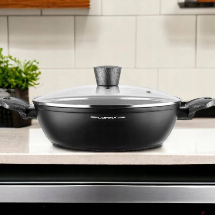 Oala joasa cu capac, din aluminiu, strat antiaderent, 20 cm capacitate