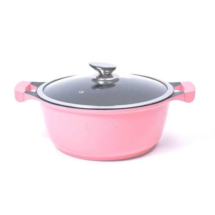 Комплект розови тенджери и тигани с капаци — чисто нови