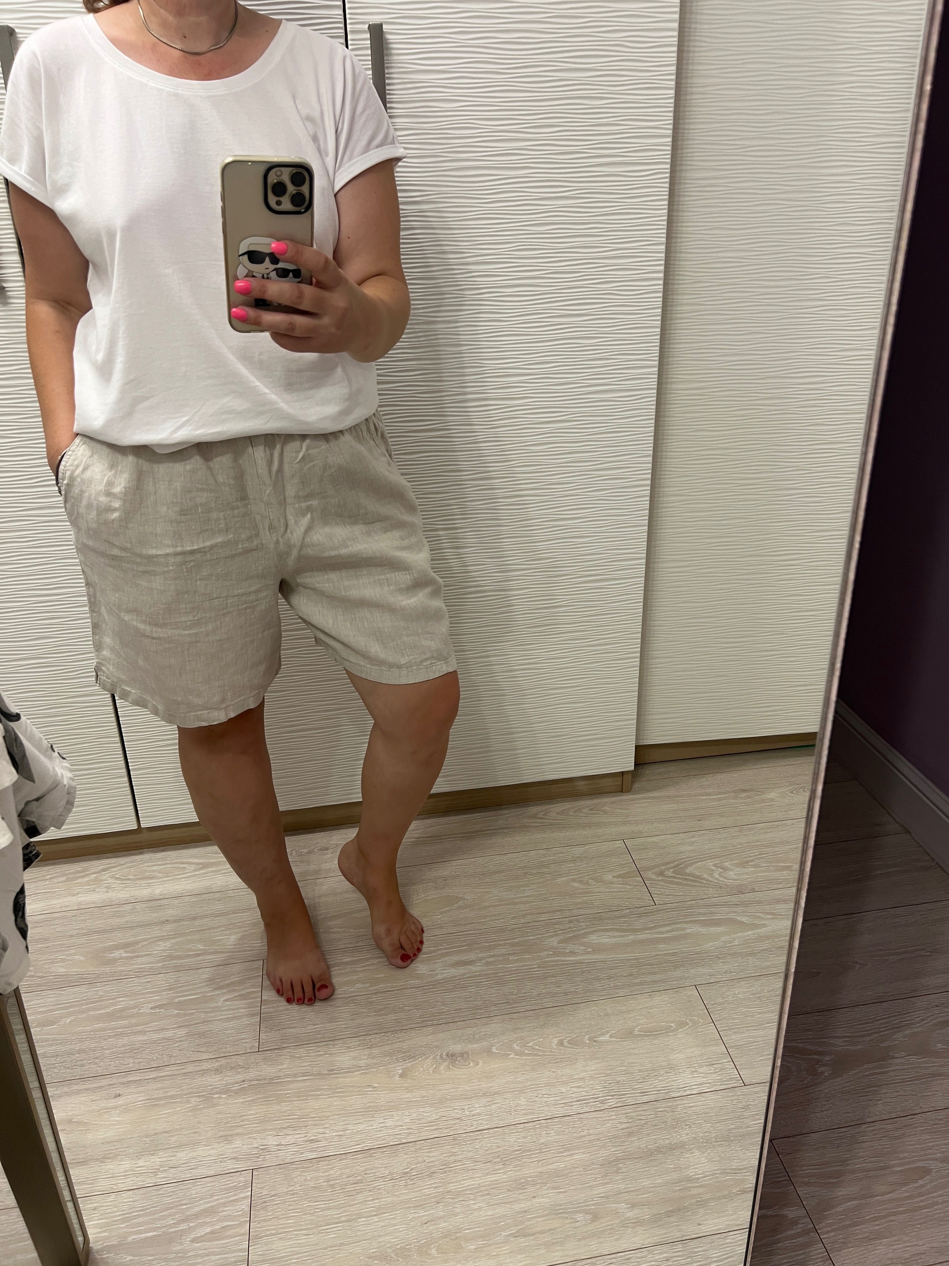 Fusta pantalon sau pantaloni scurti din in