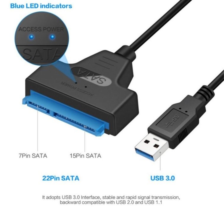 USB 3.0 Кабел за връзка към твърд диск 2.5" SATA HDD / SSD + Гаранция