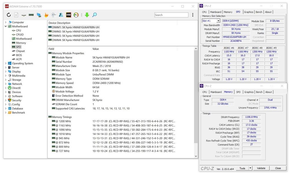 RAM 16GB 2x8gb SK Hynix 2400Mhz DDR4