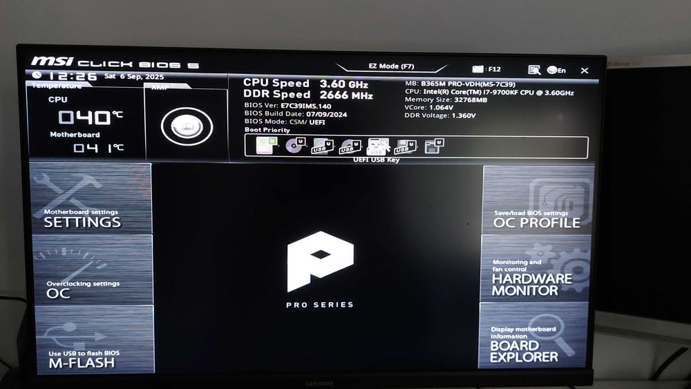 Комплект i7 9700KF, MSI B365M , 32гб рам