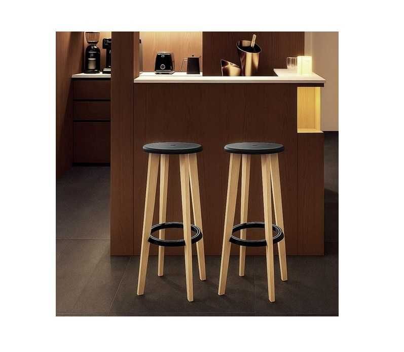 Комплект столове,  Висока Табуретка с дървени крака, 2бр Бар стол