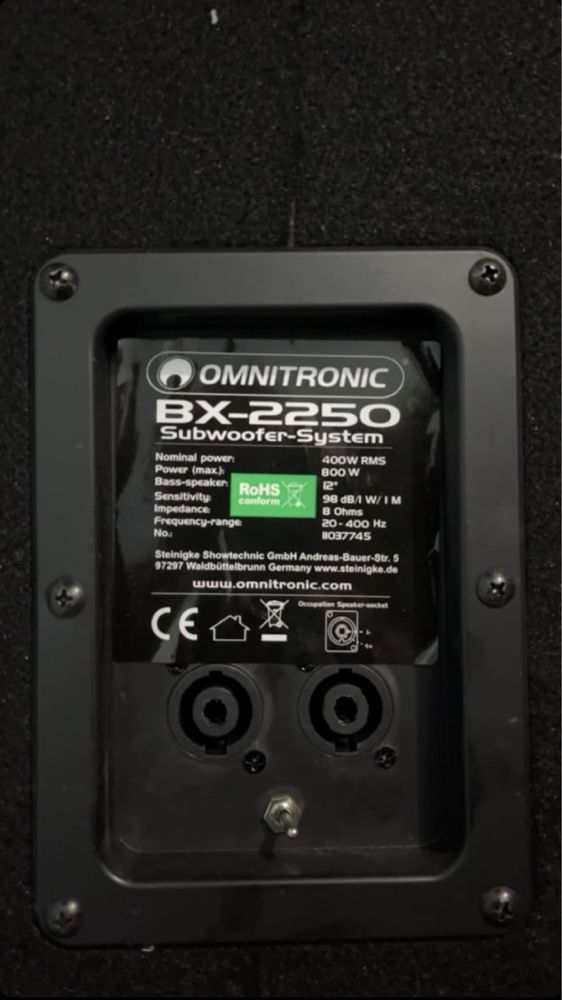 Omnitronic BX-2250 Subwoofer 800W