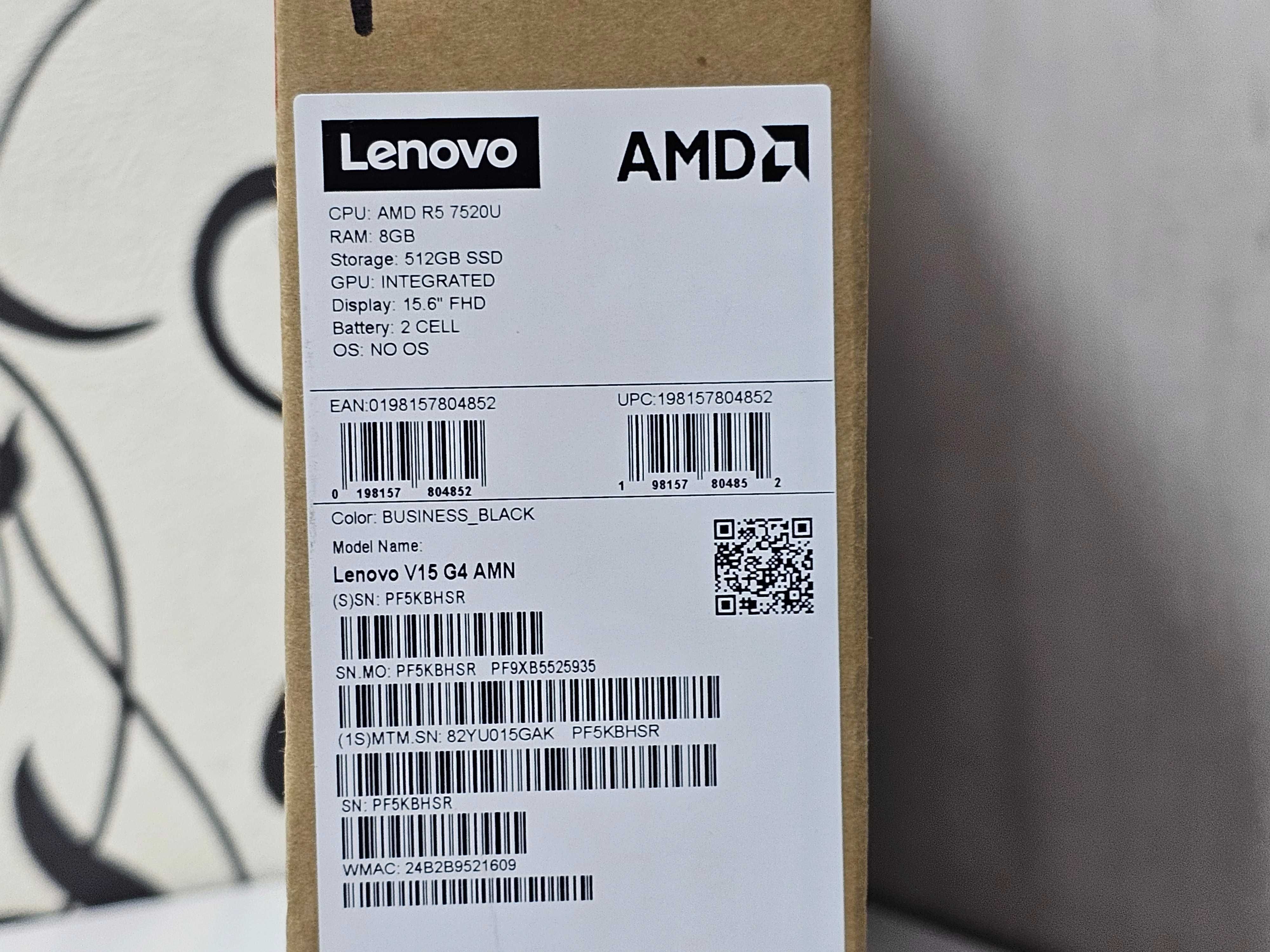 ПРОДАМ Lenovo V15G4 AMN 2025 Ноутбук Ryzen™5-7520U/8GB/512SSD/15.6"FHD