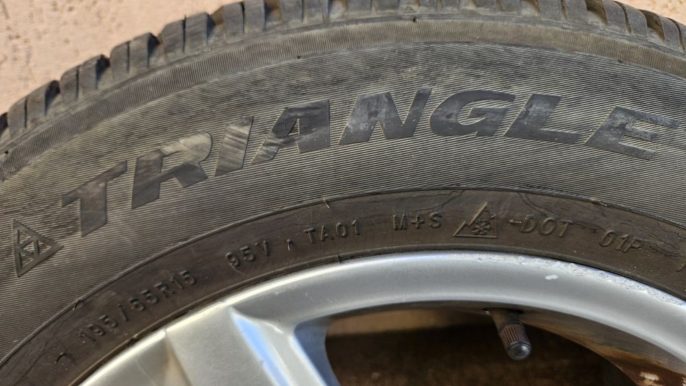 Set 4 roti 15" - jante aliaj 15" 4x108, anvelope All Season 195/65/15