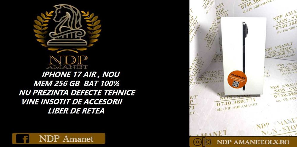 NDP Amanet Calea Mosilor 298 IPHONE 17 AIR , NOU ( 43639)